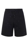 Emporio Armani Allover Logo Cotton Shorts In Black