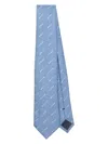 Emporio Armani Diagonal Stripes Silk Tie In Blue