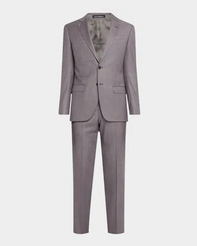Emporio Armani Men's Silky Wool Sharkskin Suit In Multi