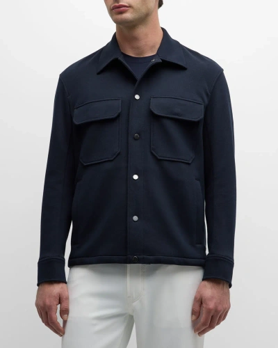 Emporio Armani Men's Snap-front Shirt Jacket In Blue