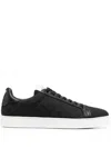 Emporio Armani Nylon Sneakers With Jacquard All-over Eagle In Black