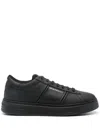 Emporio Armani Leather Sneakers In Black