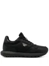 Emporio Armani Asv Recycled Nylon Sneakers With Regenerated Saffiano Details In Black