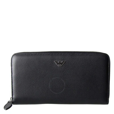 Emporio Armani Men's Soft Saffiano Zip Around Wallet In Black