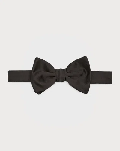 Emporio Armani Men's Solid Silk Pre-tied Bow Tie In Solid Black