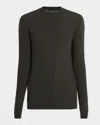 Emporio Armani Men's Square Texture Knit Crewneck Sweater In Green