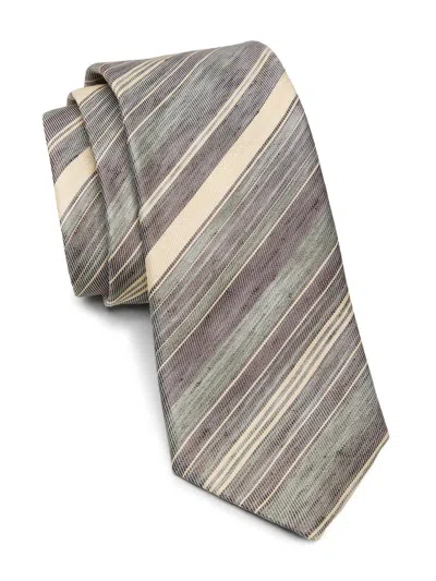 Emporio Armani Men's Striped Linen-silk Tie In Multi