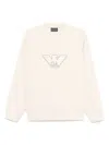 Emporio Armani Logo Cotton Sweatshirt In Beige