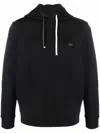 Emporio Armani Logo Patch Long-sleeved Hoodie In Black