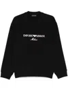 Emporio Armani Embroidered-logo Sweatshirt In Black