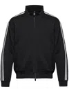 Emporio Armani Zippered High Collar Sweatshirt With Stripe Detailing In Black