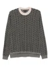Emporio Armani Wool Crewneck Jumper With Ribbed Cuffs And Hem In Black