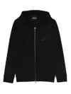 Emporio Armani Logo Cotton Hoodie With Hooded Design In Black
