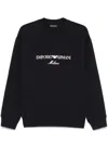Emporio Armani Embroidered-logo Sweatshirt In Blue