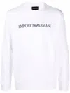 Emporio Armani Logo Print Long-sleeved Sweatshirt In White