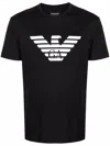 Emporio Armani Black Crewneck T-shirt With Logo Embroidery On The Front In Black