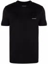 Emporio Armani Black T-shirt With Logo Lettering On The Front In Cotton And Lyocell Blend Man In Black