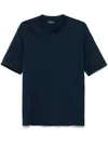 Emporio Armani Logo Print Crew Neck Cotton T-shirt In Blue