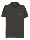 Emporio Armani Piqué Jersey Polo Shirt With Eagle Patch In Green