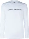 Emporio Armani Logo Print Long-sleeved Sweatshirt In White