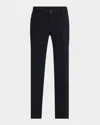 Emporio Armani Regular Fit Stretch Cannette Trousers In Solid Blue Navy