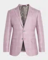 Emporio Armani Men's Textured Plaid Sport Coat In Pastel Pink