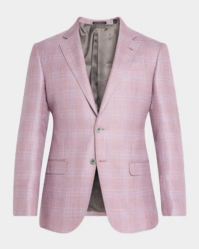 Emporio Armani Men's Textured Plaid Sport Coat In Pastel Pink