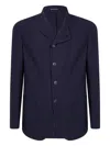 Emporio Armani Textured Fabric Long Sleeve Jacket In Blue