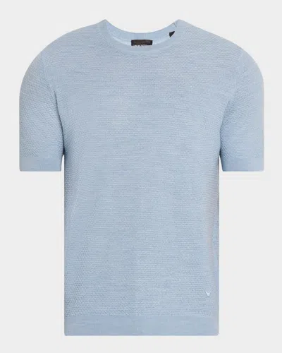 Emporio Armani Men's Textured Wool Short-sleeve Crewneck Sweater In Multi