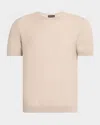 Emporio Armani Men's Textured Wool Short-sleeve Crewneck Sweater In Silver