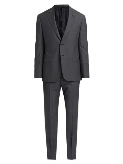 Emporio Armani Men's Virgin Wool Plaid Suit In Grey
