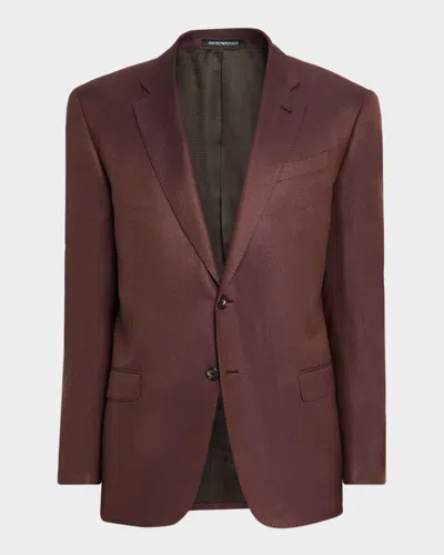 Emporio Armani Men's Viscose-silk Micro Nailhead G Line Sport Coat In Brown