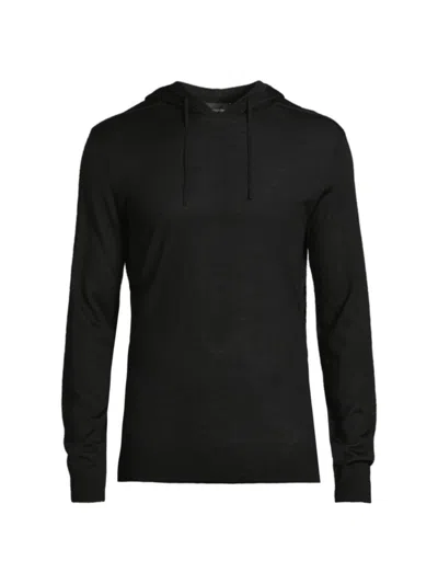 Emporio Armani Men's Wool-blend Knit Hooded Pullover In Black