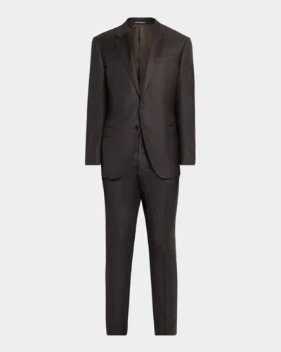 Emporio Armani Men's Wool-blend Sharkskin G Line Suit In Brown