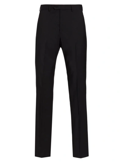 Emporio Armani Men's Wool Crease-front Trousers In Black