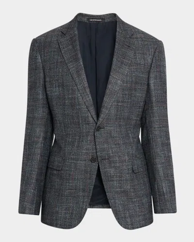 Emporio Armani Men's Wool Faded Plaid G Line Sport Coat In Gray