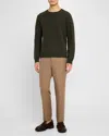 Emporio Armani Allover Bicolor Chevron Jacquard Wool Sweater In Olive Green