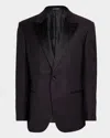 Emporio Armani Men's Wool Jacquard Tonal Camouflage Peak Lapel Dinner Jacket In Black