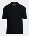 Emporio Armani Men's Wool Johnny Collar Short-sleeve Polo Sweater In Navy