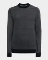 Emporio Armani Men's Wool Knit Jacquard Crewneck Sweater In Gray