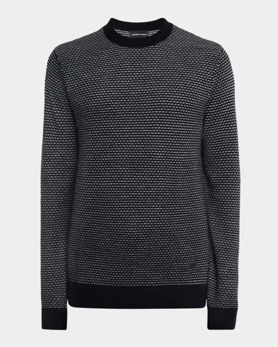 Emporio Armani Men's Wool Knit Jacquard Crewneck Sweater In Gray