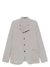 Emporio Armani Mens Beige Scuro Melange Chunky-knit Asymmetric Wool-blend Blazer