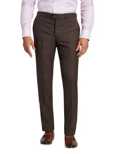 Emporio Armani Men's Wool Slim Trousers In Burgundy