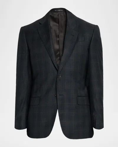 Emporio Armani Men's Wool Super 130s Plaid G Line Suit In Black
