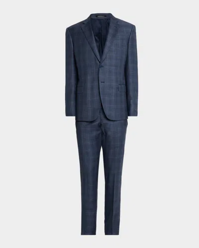 Emporio Armani Men's Wool Super 130s Plaid G Line Suit In Blue