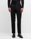 Emporio Armani Regular Fit Virgin Wool Trousers In Solid Black