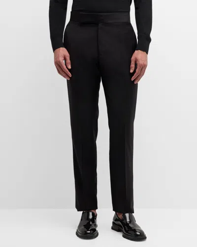 Emporio Armani Regular Fit Virgin Wool Trousers In Black