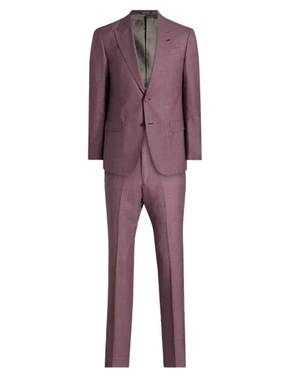 Emporio Armani Men's Wool-linen Peak Lapel Suit In Purple