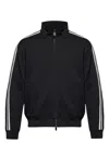 Emporio Armani Zippered High Collar Sweatshirt With Stripe Detailing In Black