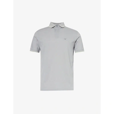 Emporio Armani Mens Alloy Logo-embroidered Cotton-jersey Polo Shirt